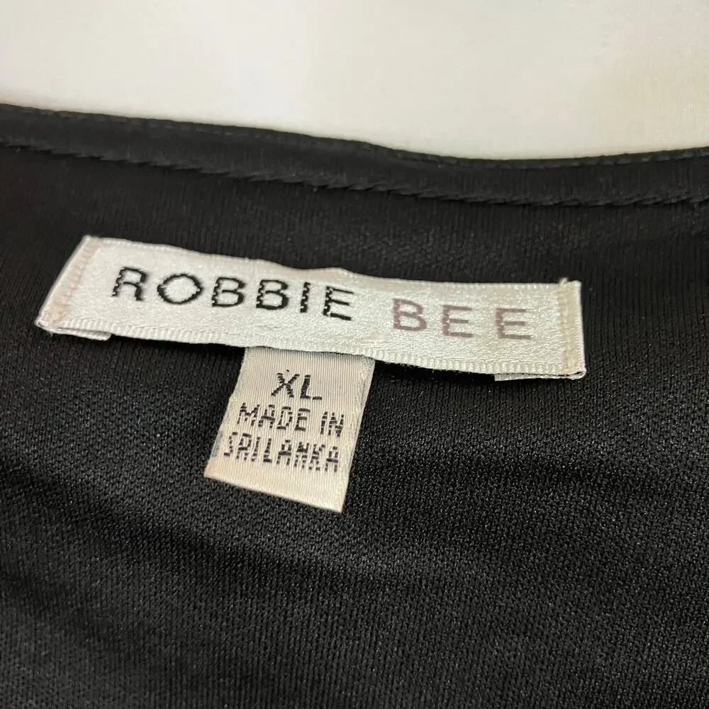 Robbie Bee | Black Gold Metallic Dot Layered Ruffle Dress NWT Womens XL - Picture 5 of 11